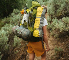 a woman hiking